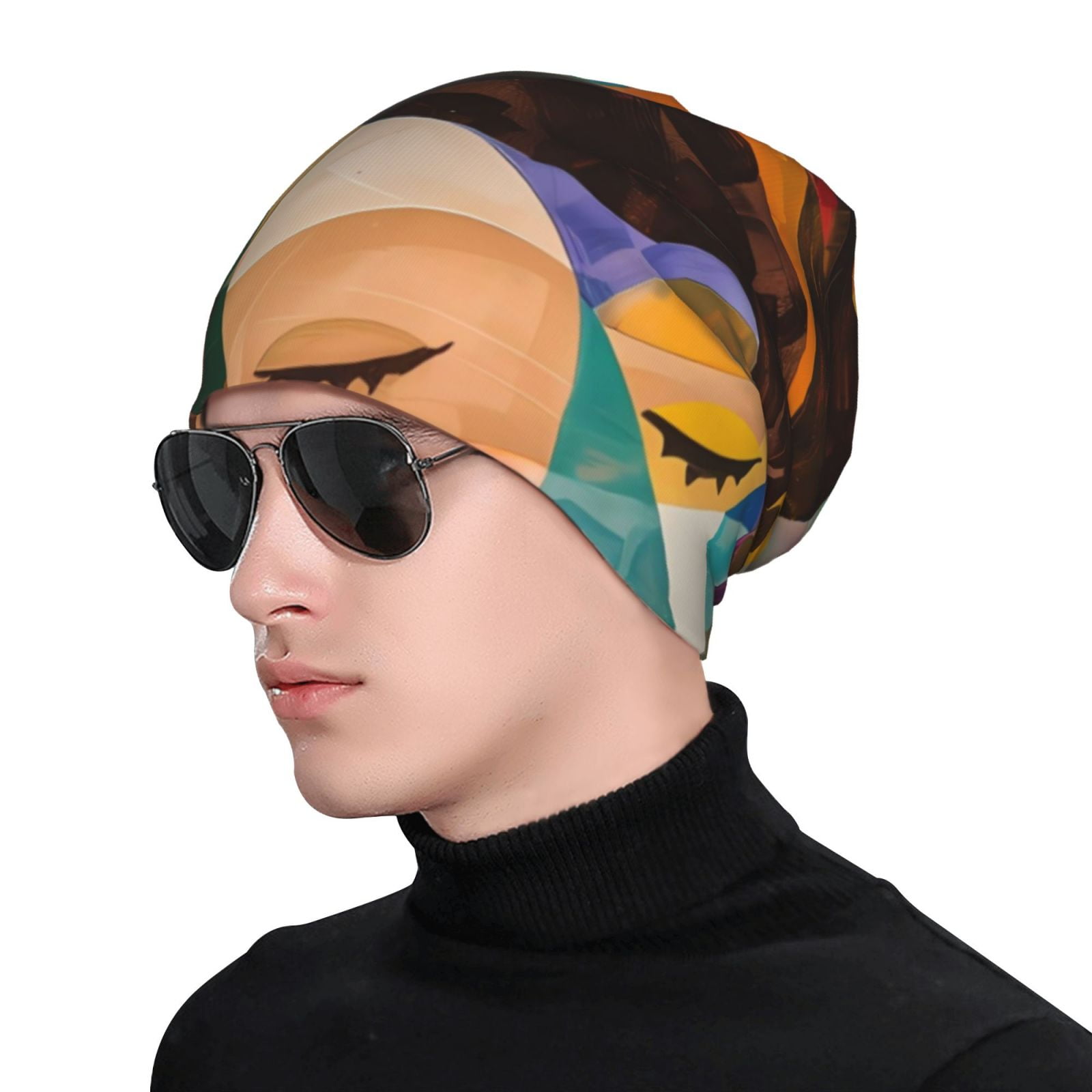 Abstract Musical Faces Printed - огляд і ціна Beanie Cuffed Knit